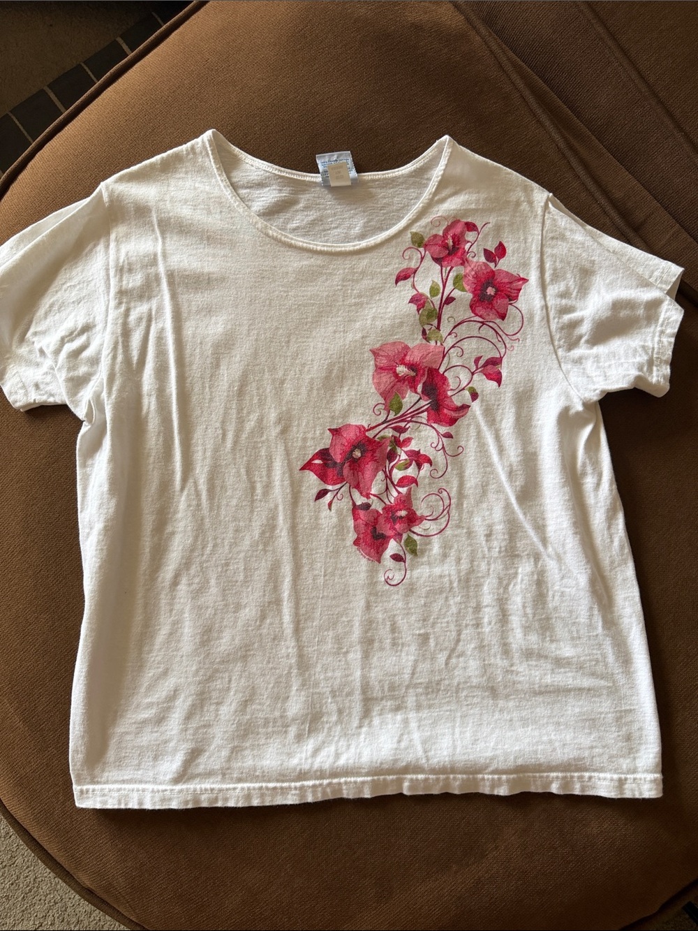 White Crazy Shirts T w/ pink flowers